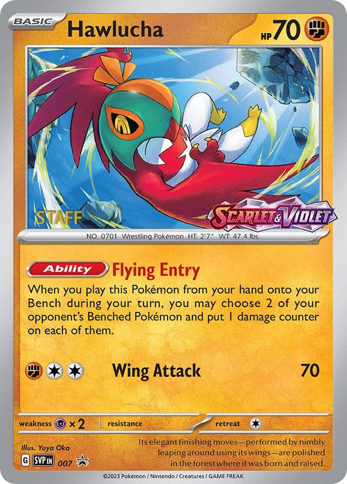 Image for Hawlucha - 007 (Prerelease) [Staff] (007) [SV: Scarlet & Violet Promo Cards] - Pokemon