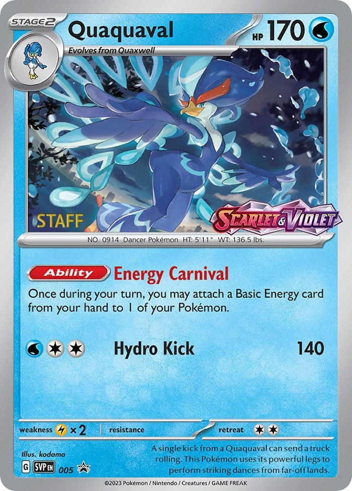Image for Quaquaval - 005 (Prerelease) [Staff] (005) [SV: Scarlet & Violet Promo Cards] - Pokemon