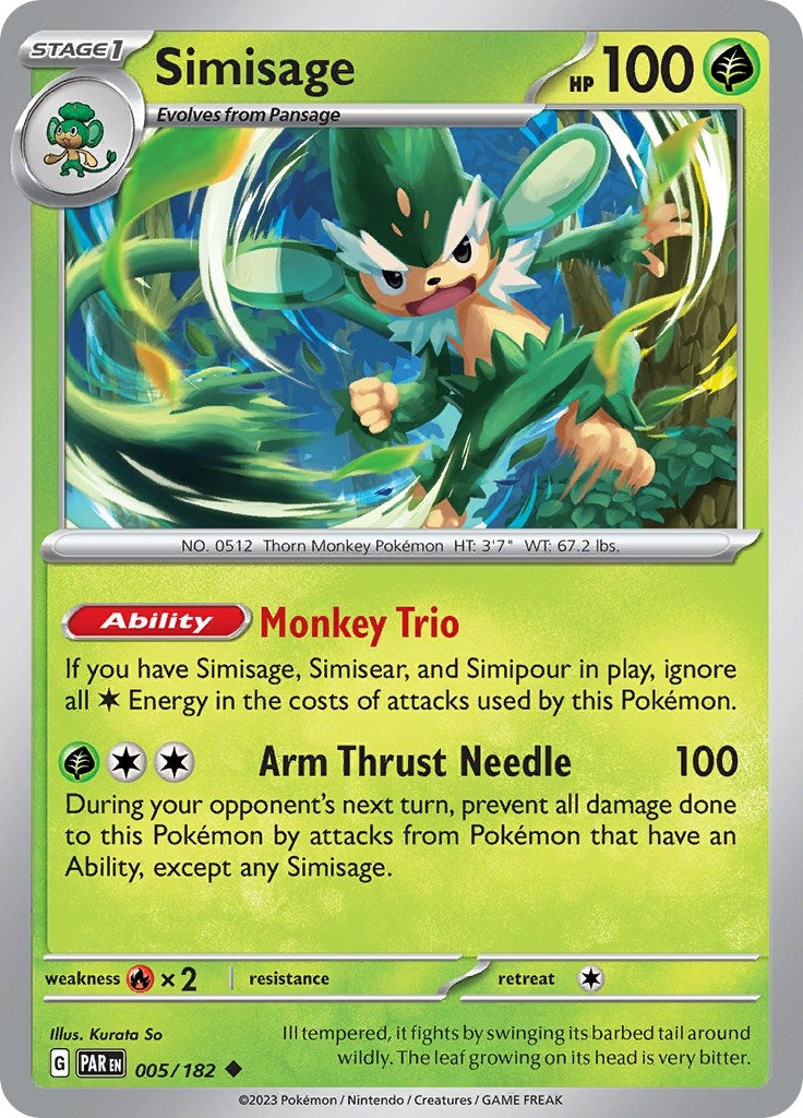Image for Simisage (005/182) [SV04: Paradox Rift] - Pokemon