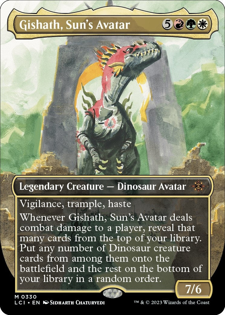 Image for Gishath, Sun's Avatar (Borderless) (330) [The Lost Caverns of Ixalan] - Magic: The Gathering