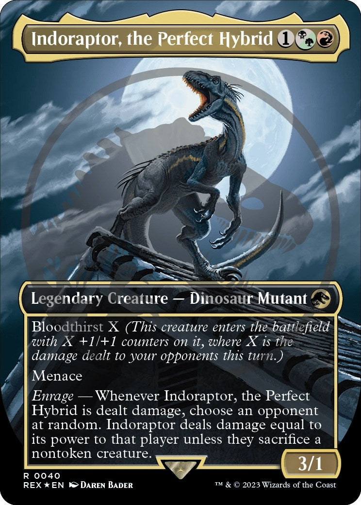 Image for Indoraptor, the Perfect Hybrid (Borderless) (Emblem) (40) [Universes Beyond: Jurassic World Collection] - Magic: The Gathering