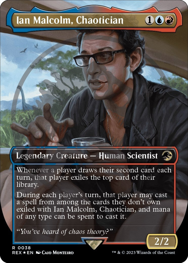 Image for Ian Malcolm, Chaotician (Borderless) (Emblem) (38) [Universes Beyond: Jurassic World Collection] - Magic: The Gathering
