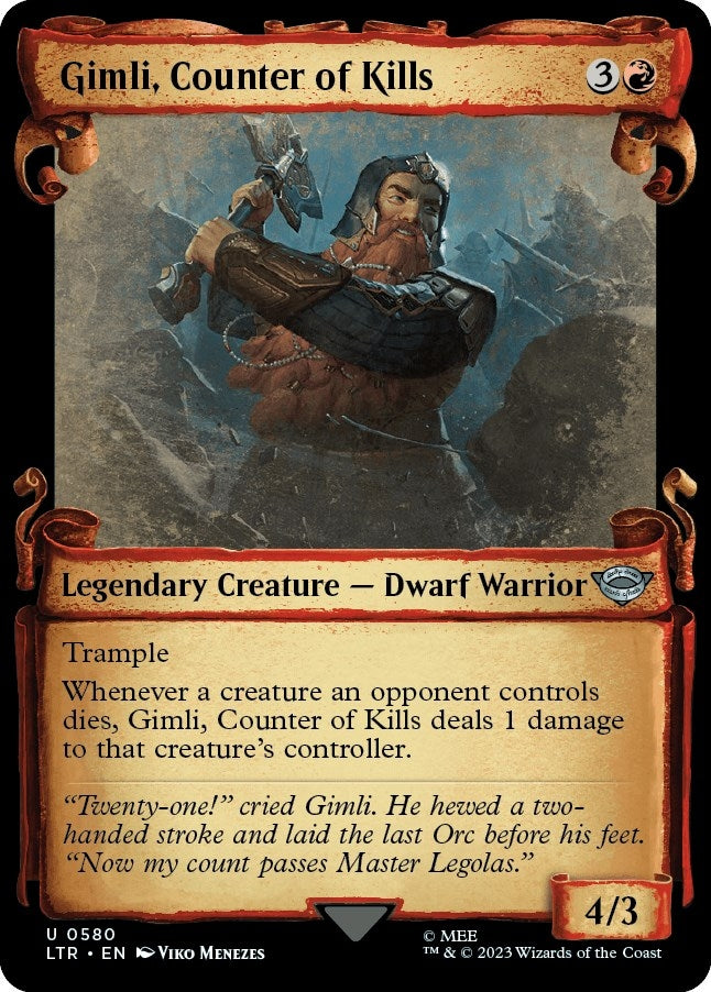 Image for Gimli, Counter of Kills (Showcase Scrolls) (580) [Universes Beyond: The Lord of the Rings: Tales of Middle-earth] - Magic: The Gathering