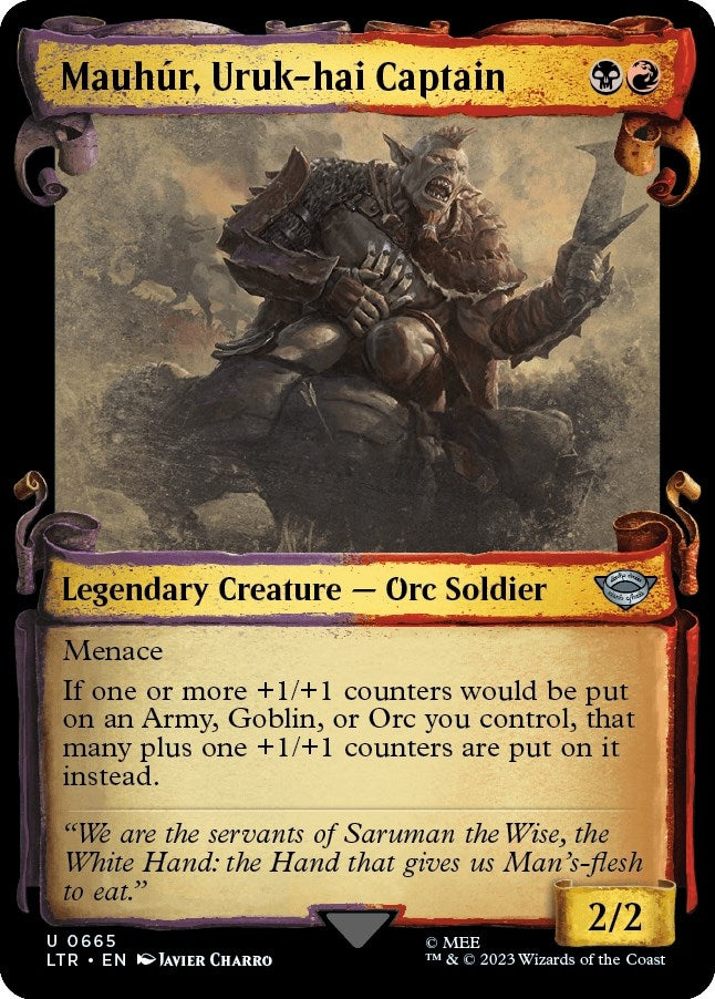 Image for Mauhur, Uruk-hai Captain (Showcase Scrolls) (665) [Universes Beyond: The Lord of the Rings: Tales of Middle-earth] - Magic: The Gathering