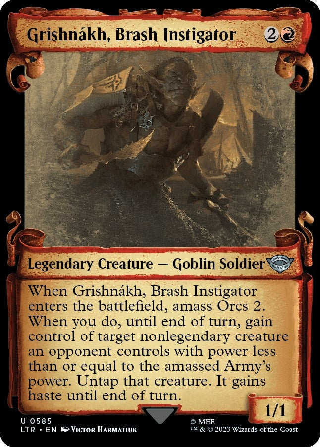 Image for Grishnakh, Brash Instigator (Showcase Scrolls) (585) [Universes Beyond: The Lord of the Rings: Tales of Middle-earth] - Magic: The Gathering