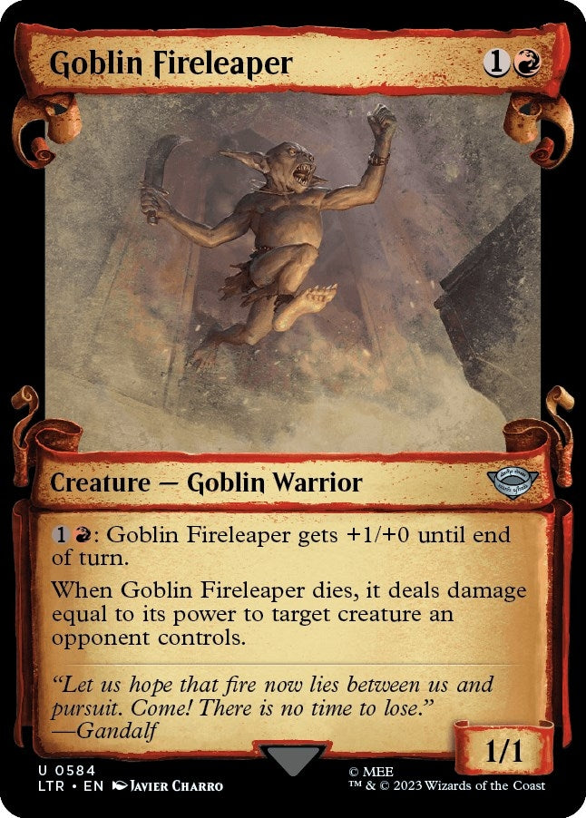 Image for Goblin Fireleaper (Showcase Scrolls) (584) [Universes Beyond: The Lord of the Rings: Tales of Middle-earth] - Magic: The Gathering