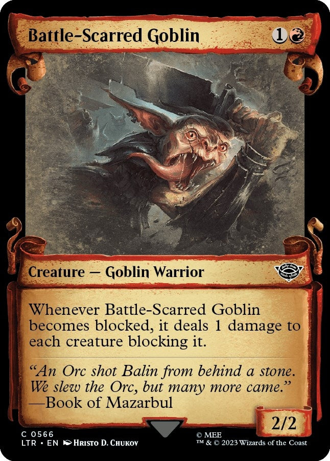 Image for Battle-Scarred Goblin (Showcase Scrolls) (566) [Universes Beyond: The Lord of the Rings: Tales of Middle-earth] - Magic: The Gathering