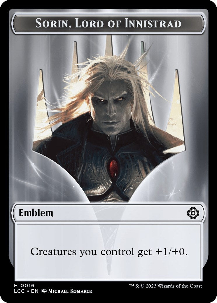 Emblem - Sorin, Lord of Innistrad // Vampire (0004) Double-Sided Token (16 // 4) [Commander: The Lost Caverns of Ixalan Tokens]