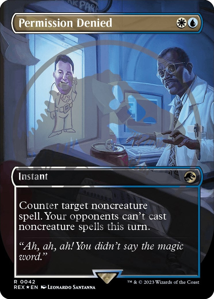 Image for Permission Denied (Borderless) (Emblem) (42) [Universes Beyond: Jurassic World Collection] - Magic: The Gathering