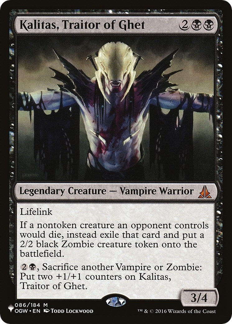 Image for Kalitas, Traitor of Ghet (086/184) [The List Reprints] - Magic: The Gathering