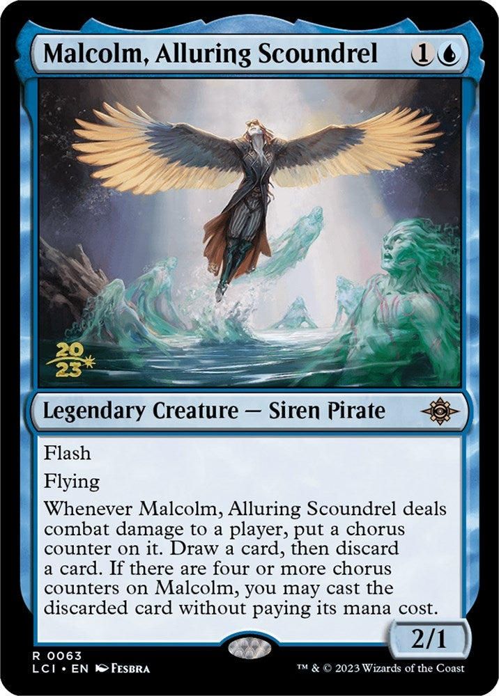 Image for Malcolm, Alluring Scoundrel (63) [Prerelease Cards] - Magic: The Gathering
