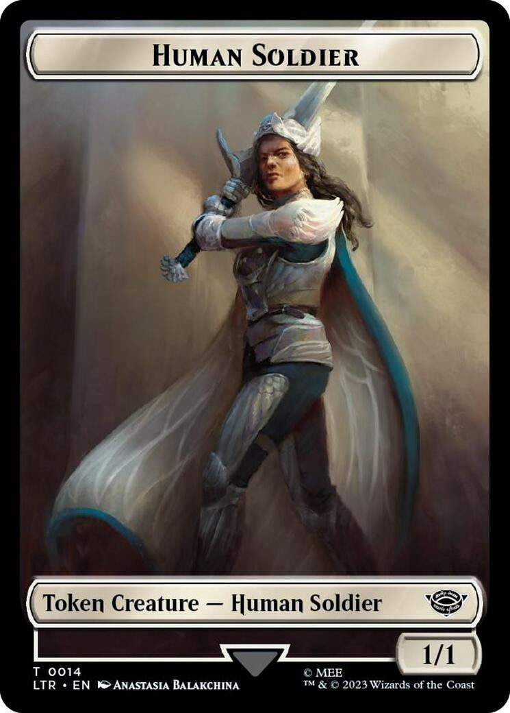 Image for Human Soldier (0014) // Food (0024) Double-Sided Token (Surge Foil) (14 // 24) [Universes Beyond: The Lord of the Rings: Tales of Middle-earth] - Magic: The Gathering