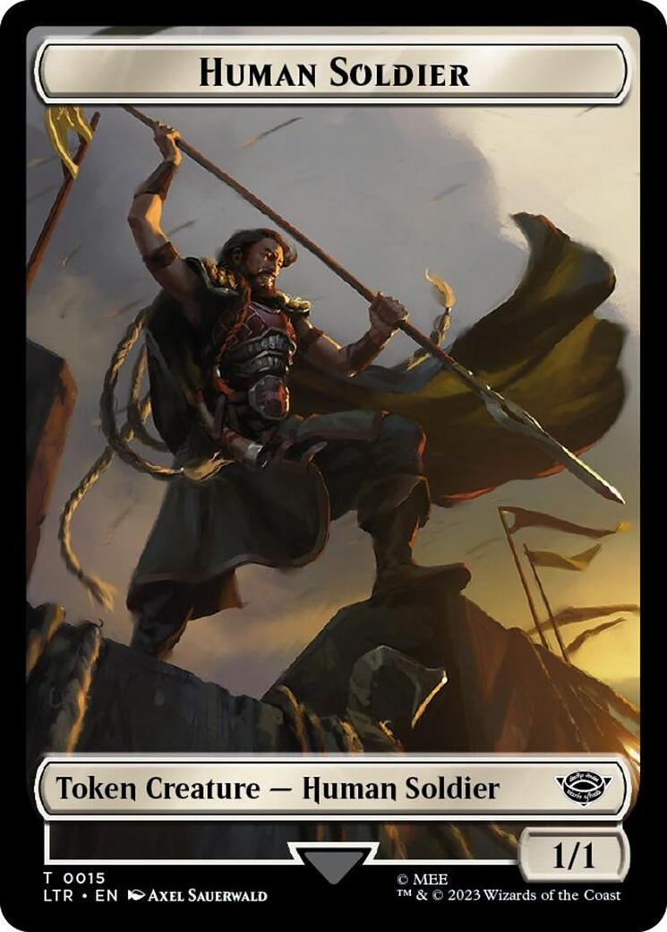 Image for Human Soldier (0015) // Food (0022) Double-Sided Token (Surge Foil) (15 // 22) [Universes Beyond: The Lord of the Rings: Tales of Middle-earth] - Magic: The Gathering