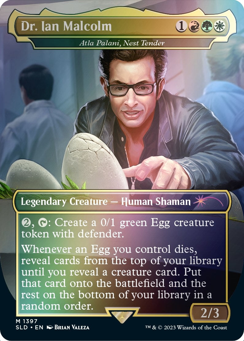 Image for Dr. Ian Malcolm - Atla Palani, Nest Tender (Rainbow Foil) (1397) [Secret Lair Drop Series] - Magic: The Gathering