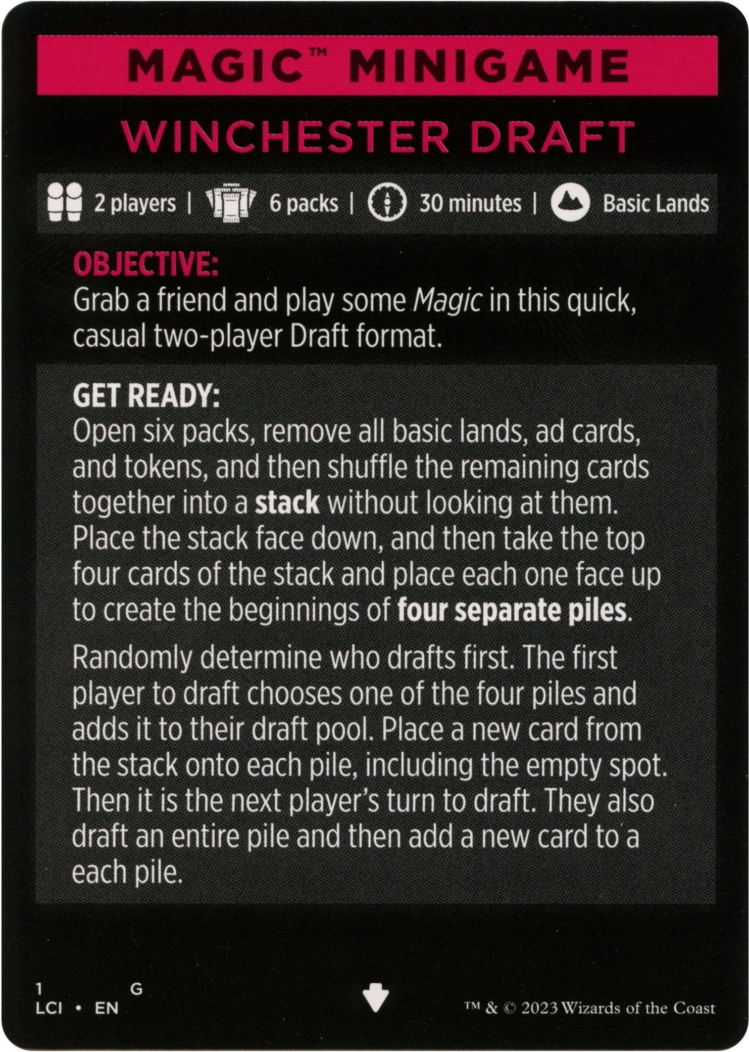 Image for Magic Minigame: Winchester Draft (1) [The Lost Caverns of Ixalan] - Magic: The Gathering