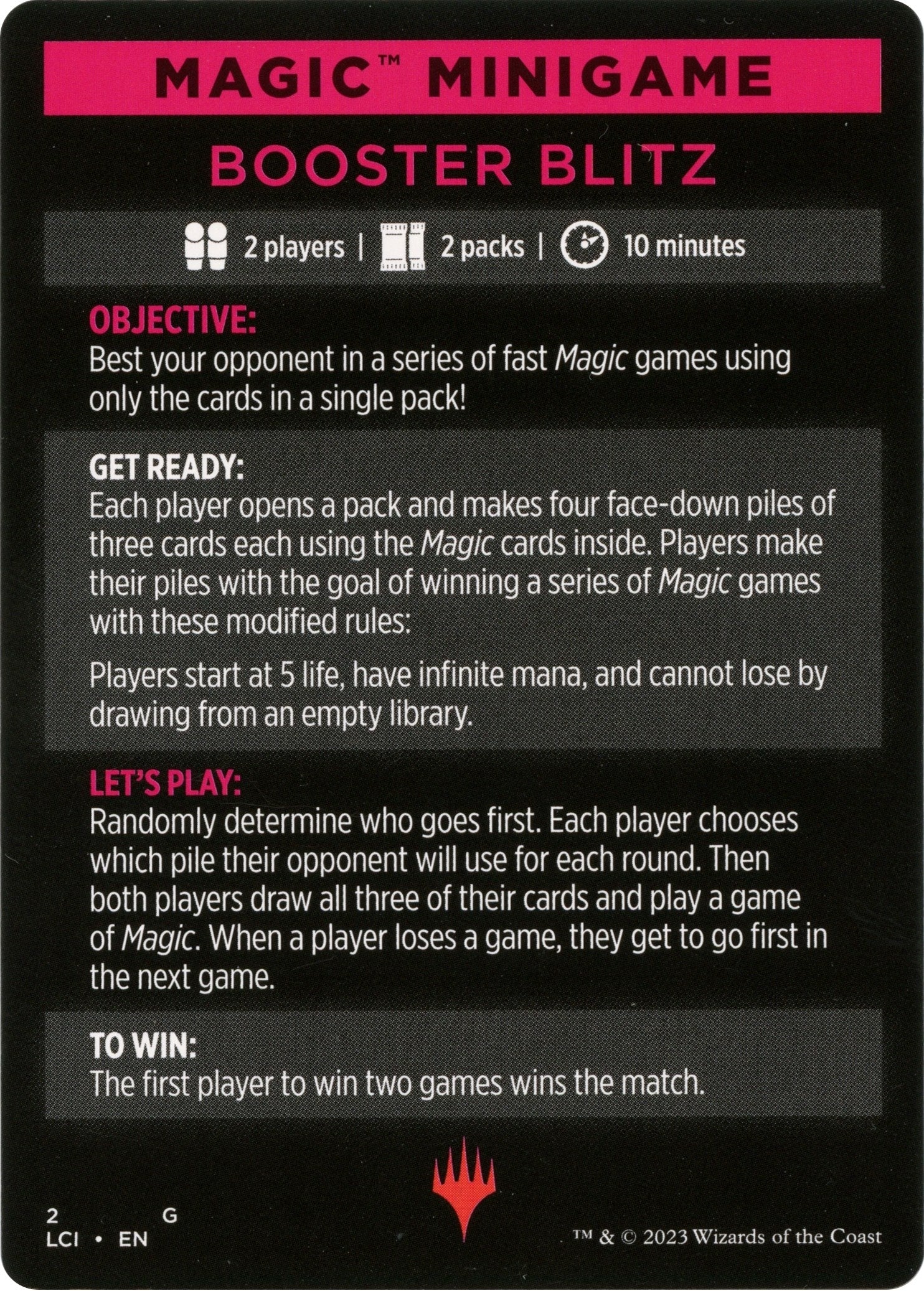 Magic Minigame: Booster Blitz (2) [The Lost Caverns of Ixalan]