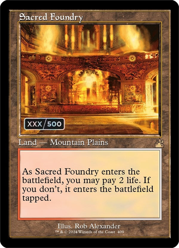 Image for Sacred Foundry (Retro Frame) (Serial Numbered) (409) [Ravnica Remastered] - Magic: The Gathering