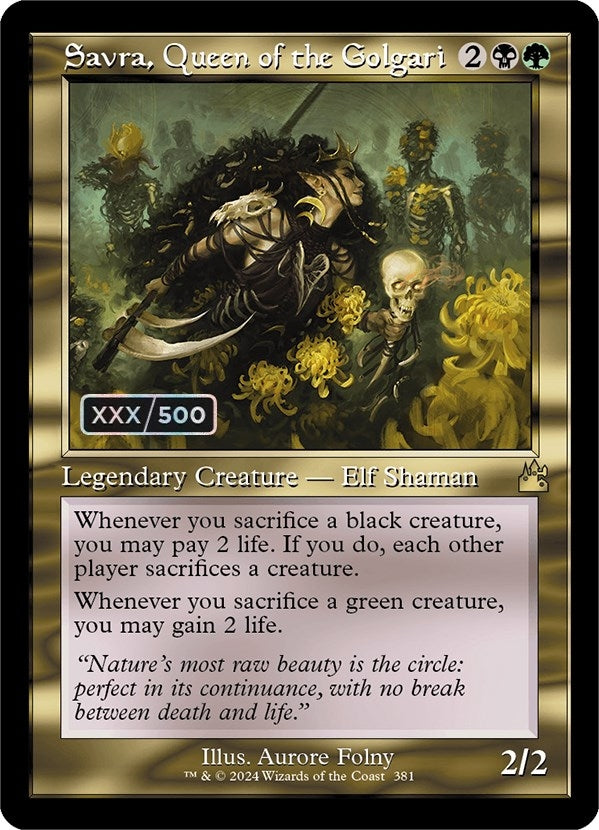 Image for Savra, Queen of the Golgari (Retro Frame) (Serial Numbered) (381) [Ravnica Remastered] - Magic: The Gathering