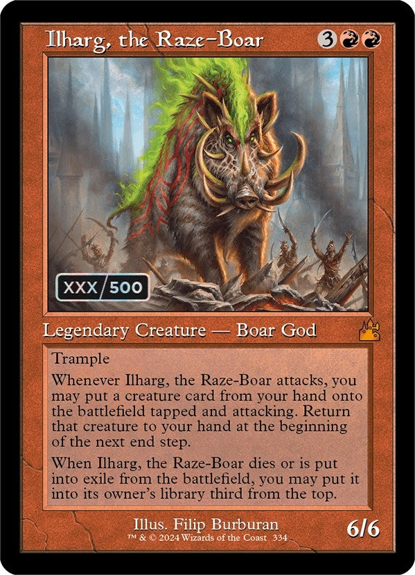 Image for Ilharg, the Raze-Boar (Retro Frame) (Serial Numbered) (334) [Ravnica Remastered] - Magic: The Gathering