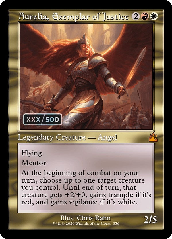 Image for Aurelia, Exemplar of Justice (Retro Frame) (Serial Numbered) (356) [Ravnica Remastered] - Magic: The Gathering