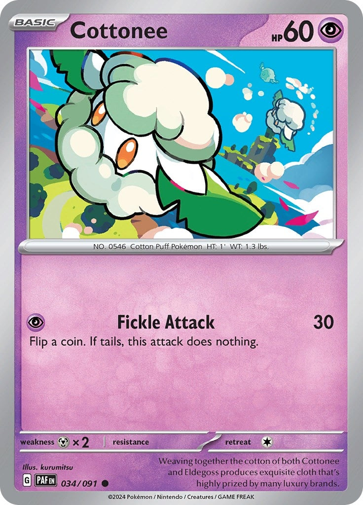 Image for Cottonee (034/091) [SV: Paldean Fates] - Pokemon