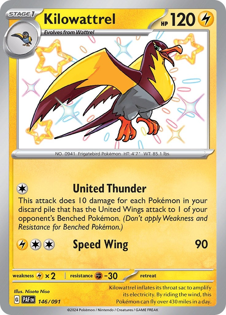 Image for Kilowattrel (146/091) [SV: Paldean Fates] - Pokemon
