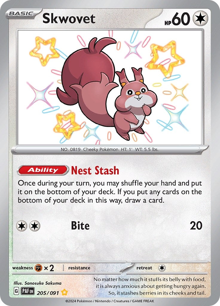 Image for Skwovet (205/091) [SV: Paldean Fates] - Pokemon