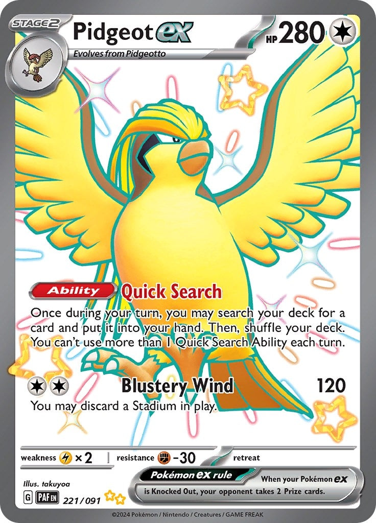 Image for Pidgeot ex (221/091) [SV: Paldean Fates] - Pokemon
