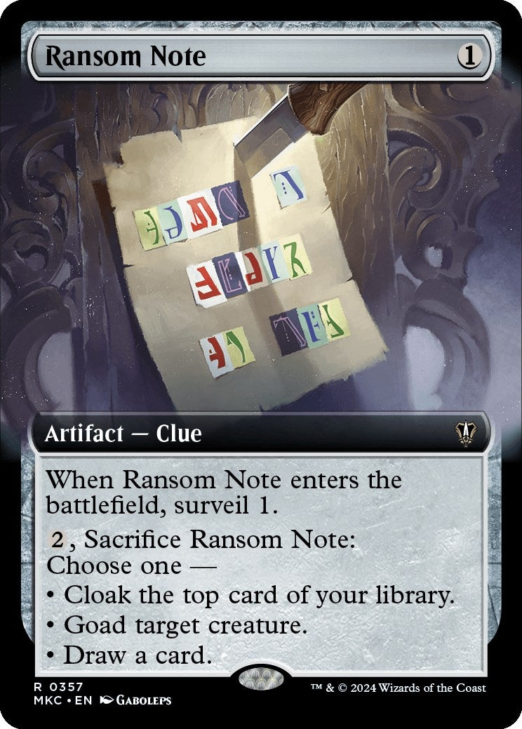 Image for Ransom Note (0357) (Extended Art) (357) [Murders at Karlov Manor] - Magic: The Gathering