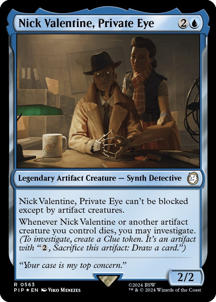 Image for Nick Valentine, Private Eye (Surge Foil) (563) [Universes Beyond: Fallout] - Magic: The Gathering