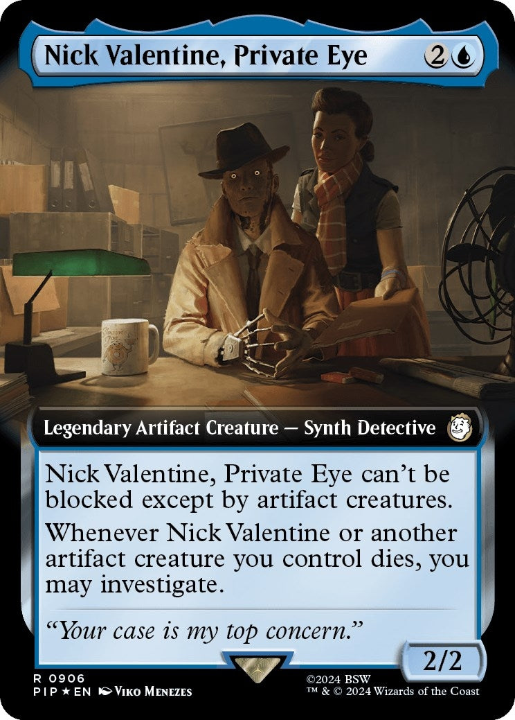 Image for Nick Valentine, Private Eye (Extended Art) (Surge Foil) (906) [Universes Beyond: Fallout] - Magic: The Gathering