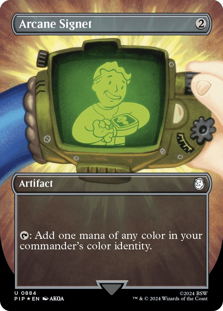 Image for Arcane Signet (Borderless) (Surge Foil) (884) [Universes Beyond: Fallout] - Magic: The Gathering