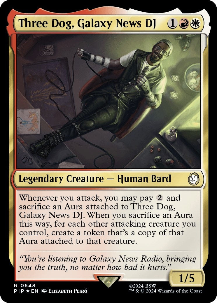 Image for Three Dog, Galaxy News DJ (Surge Foil) (648) [Universes Beyond: Fallout] - Magic: The Gathering