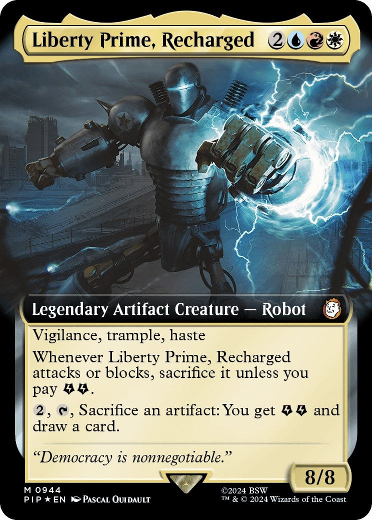 Image for Liberty Prime, Recharged (Extended Art) (Surge Foil) (944) [Universes Beyond: Fallout] - Magic: The Gathering