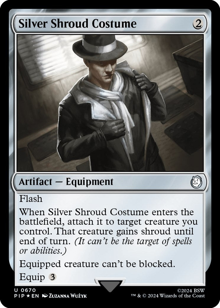 Image for Silver Shroud Costume (Surge Foil) (670) [Universes Beyond: Fallout] - Magic: The Gathering