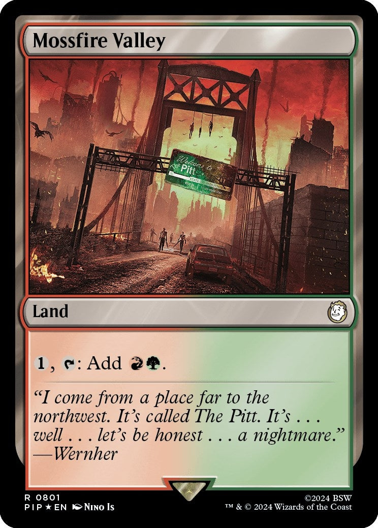 Image for Mossfire Valley (Surge Foil) (801) [Universes Beyond: Fallout] - Magic: The Gathering