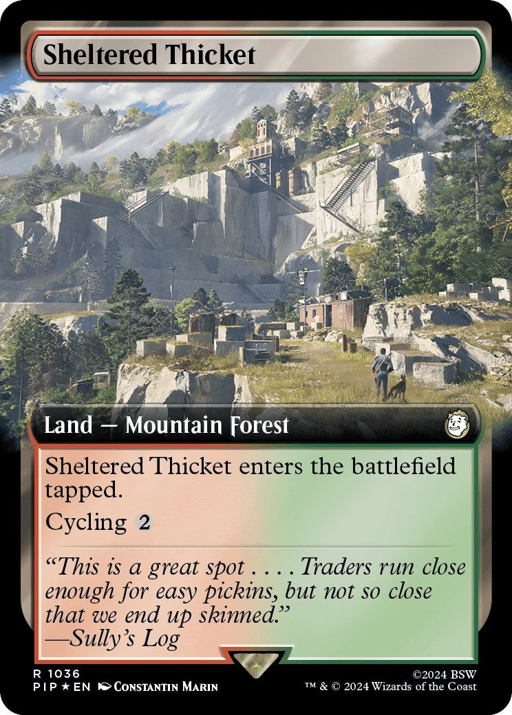 Image for Sheltered Thicket (Extended Art) (Surge Foil) (1036) [Universes Beyond: Fallout] - Magic: The Gathering