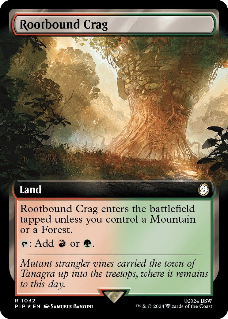 Image for Rootbound Crag (Extended Art) (Surge Foil) (1032) [Universes Beyond: Fallout] - Magic: The Gathering