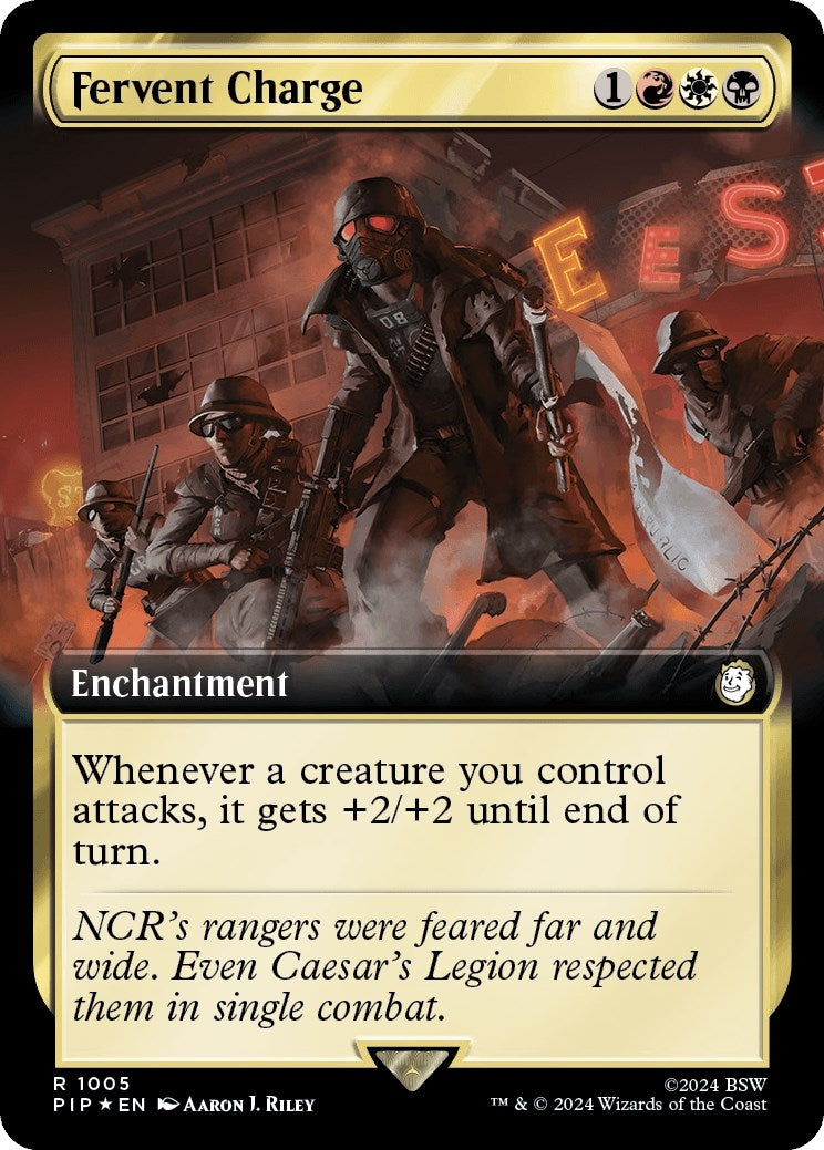 Image for Fervent Charge (Extended Art) (Surge Foil) (1005) [Universes Beyond: Fallout] - Magic: The Gathering