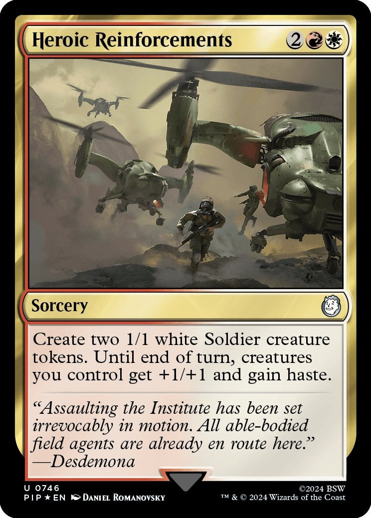Image for Heroic Reinforcements (Surge Foil) (746) [Universes Beyond: Fallout] - Magic: The Gathering