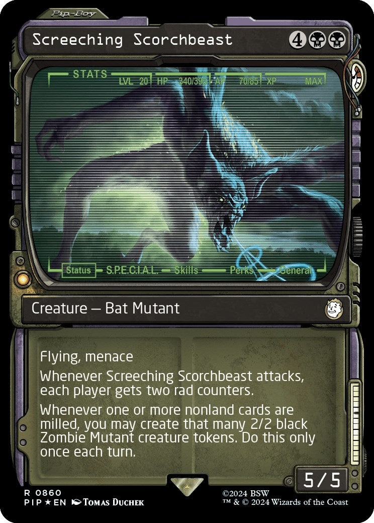 Screeching Scorchbeast (Showcase) (Surge Foil) (860) [Universes Beyond: Fallout]