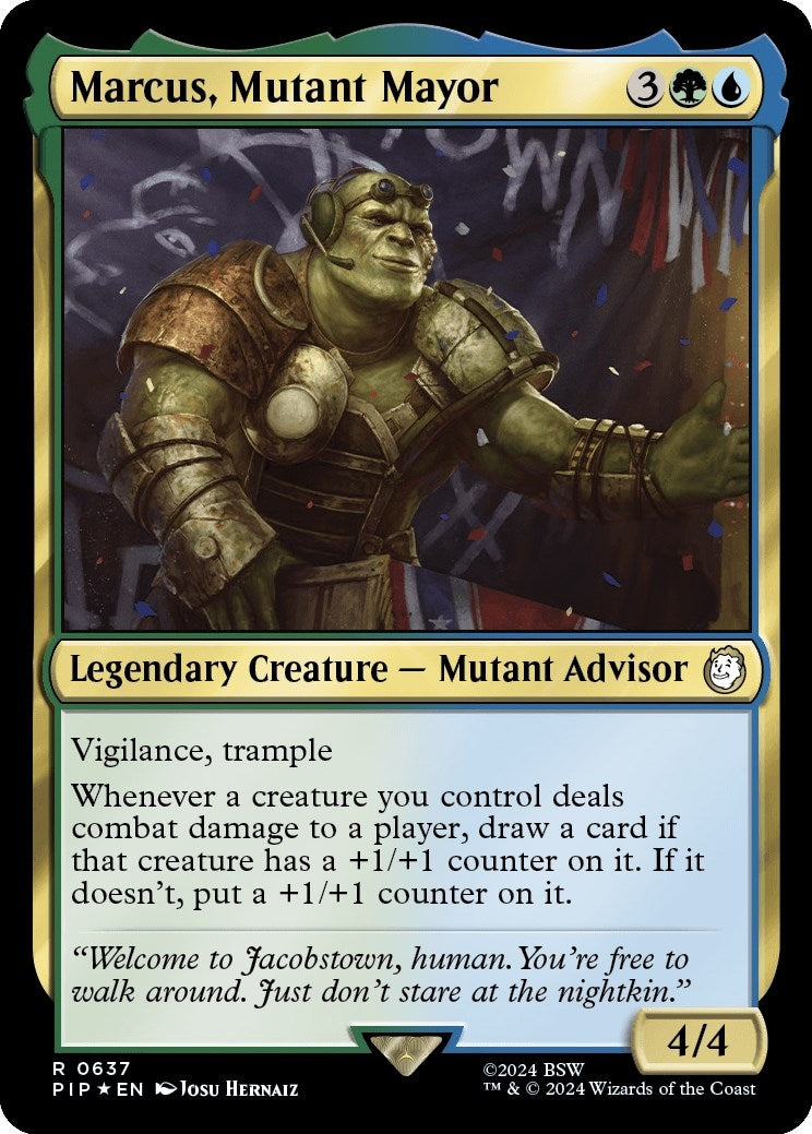 Image for Marcus, Mutant Mayor (Surge Foil) (637) [Universes Beyond: Fallout] - Magic: The Gathering