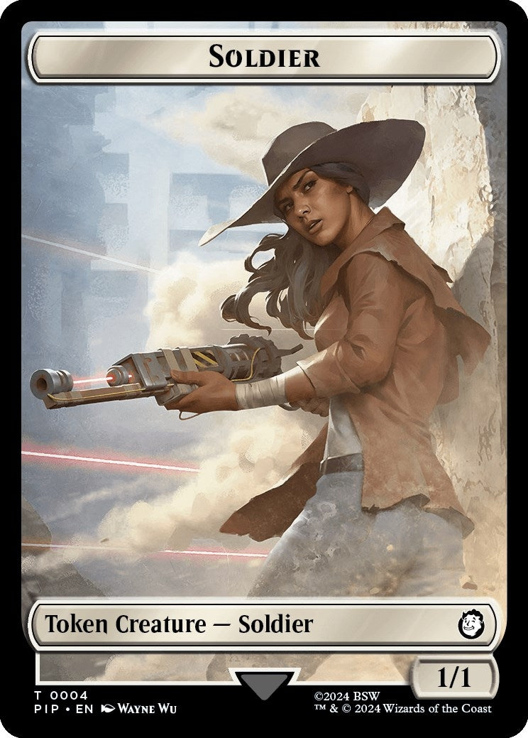 Image for Soldier (0004) // Human Soldier Double-Sided Token (4 // 3) [Universes Beyond: Fallout] - Magic: The Gathering