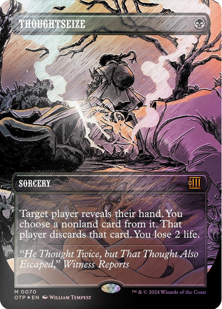 Image for Thoughtseize (Textured Foil) (70) [Outlaws of Thunder Junction: Breaking News] - Magic: The Gathering