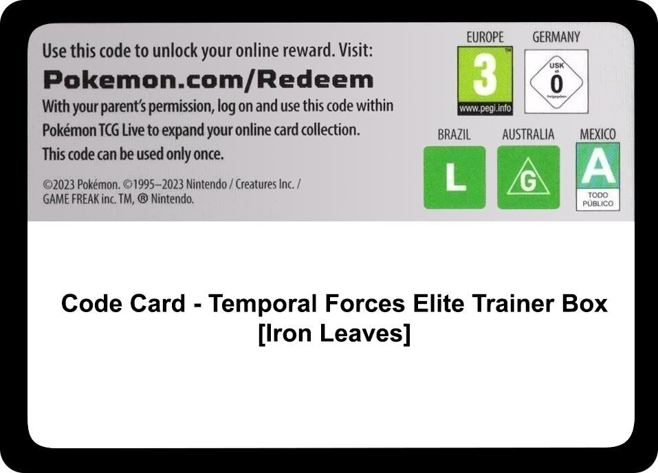 Image for Code Card - Temporal Forces Elite Trainer Box [Iron Leaves] [SV05: Temporal Forces] - Pokemon