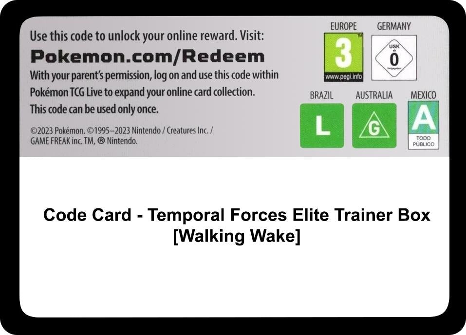 Image for Code Card - Temporal Forces Pokemon Center Elite Trainer Box (Exclusive) [Walking Wake] [SV05: Temporal Forces] - Pokemon