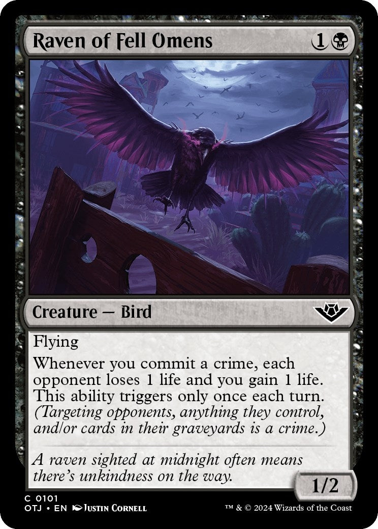 Image for Raven of Fell Omens (101) [Outlaws of Thunder Junction] - Magic: The Gathering