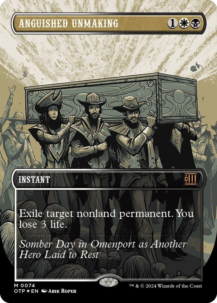Image for Anguished Unmaking (Textured Foil) (74) [Outlaws of Thunder Junction: Breaking News] - Magic: The Gathering