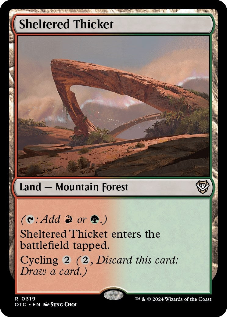 Image for Sheltered Thicket (319) [Outlaws of Thunder Junction] - Magic: The Gathering