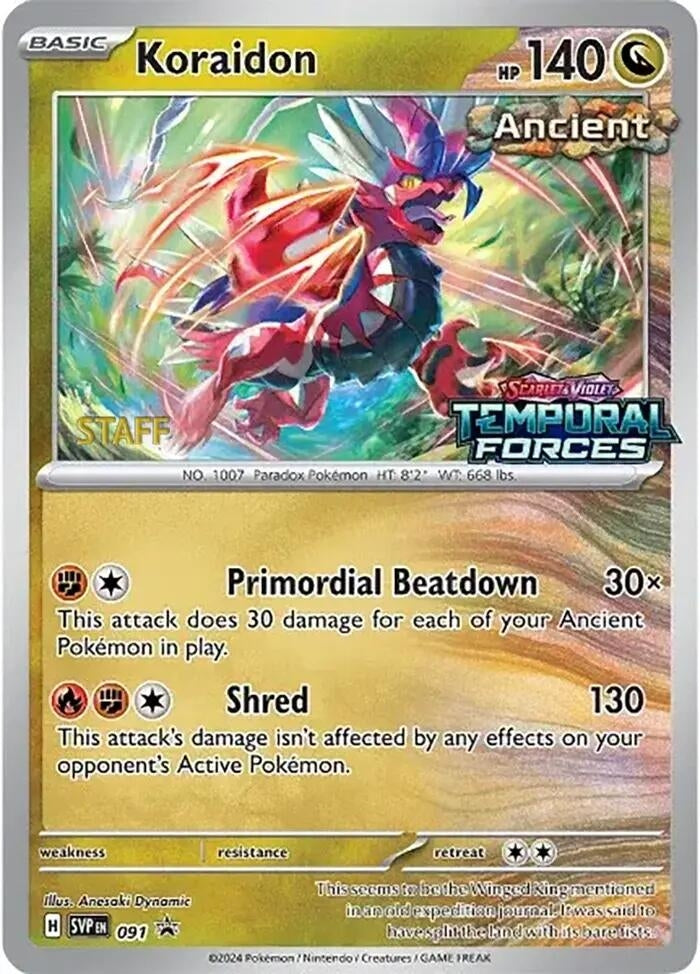 Image for Koraidon - 091 (Prerelease) [Staff] (091) [SV: Scarlet & Violet Promo Cards] - Pokemon
